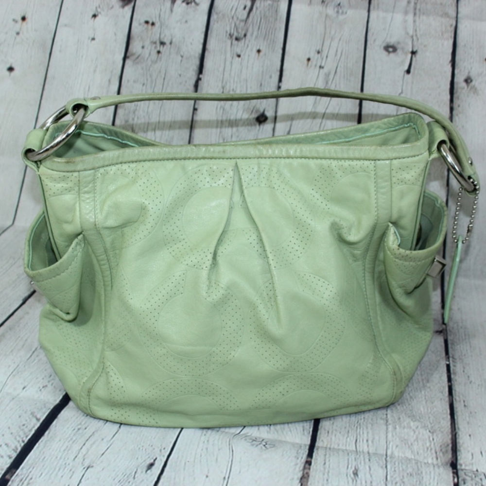 Mint Green Coach Perforated Signature Bag